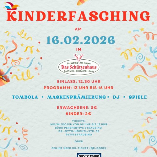 Flyer in bunt für den Kinderfasching